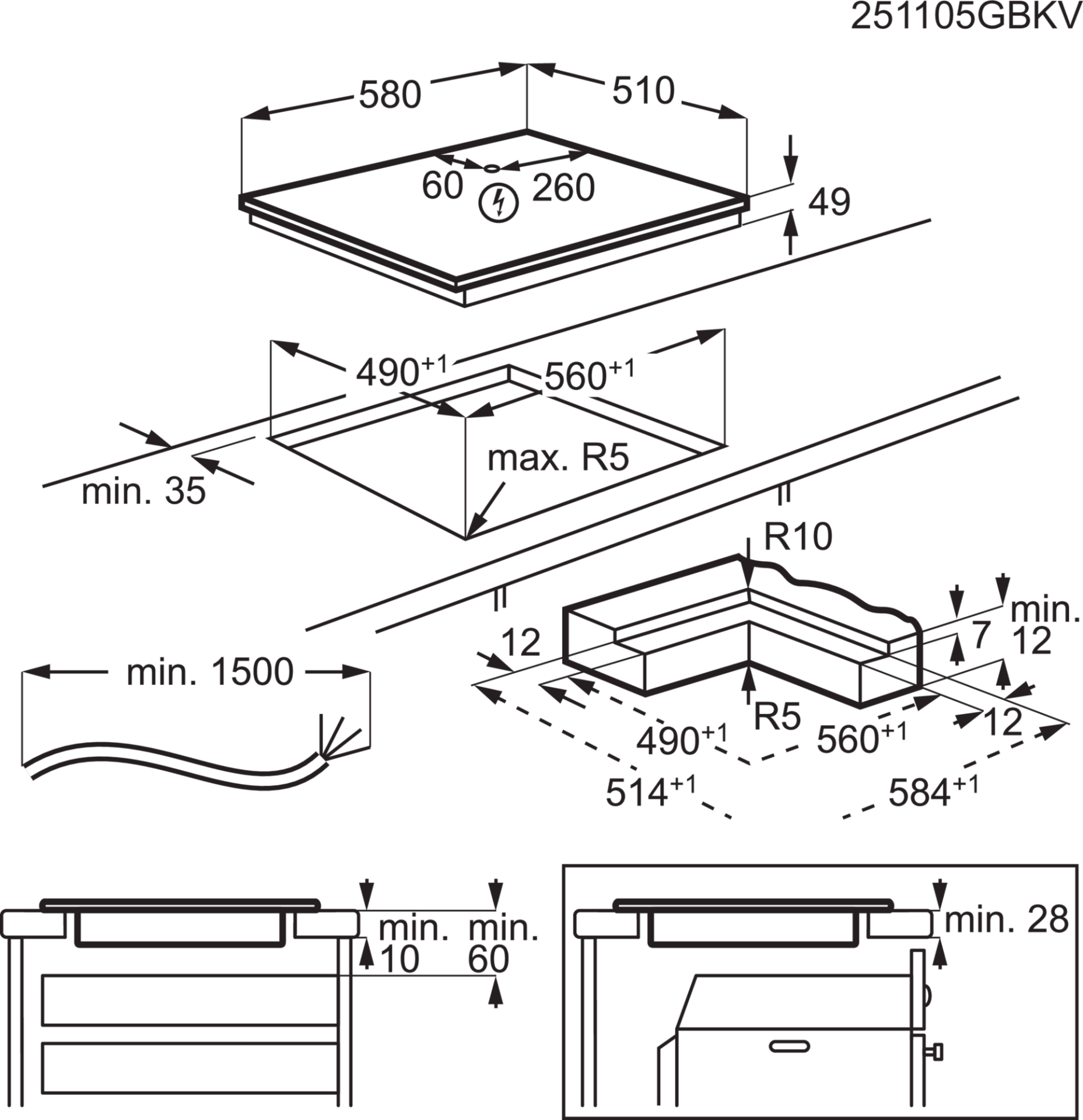 AEG 6000 table de cuisson à induction - 60cm - PI6000S60