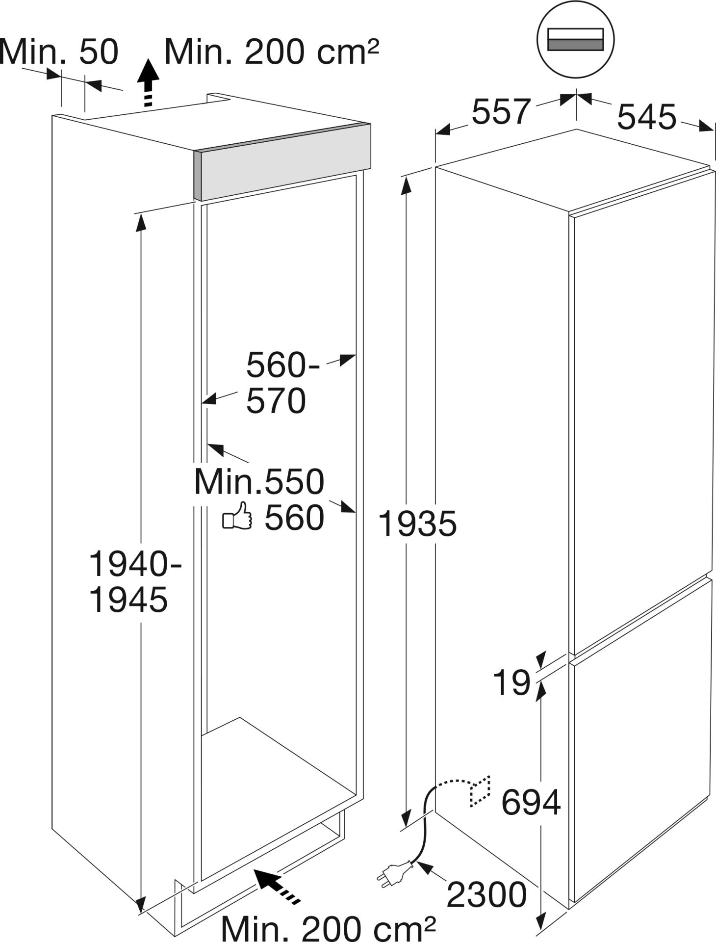 ATAG combiné réfrigérateur-congélateur - 194cm - KD67194DN
