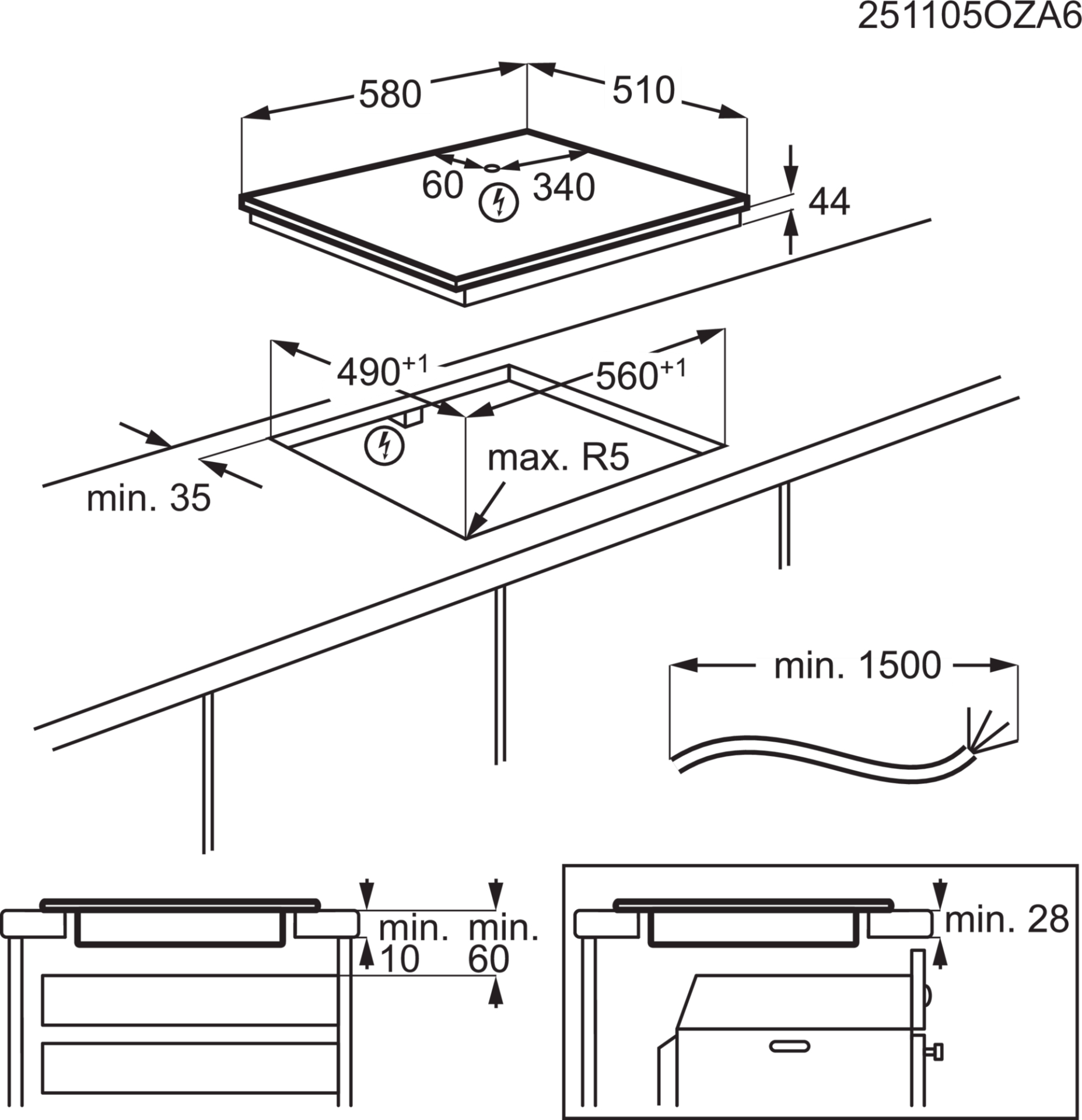 AEG 7000 table de cuisson à induction - 60cm - PI7000S60