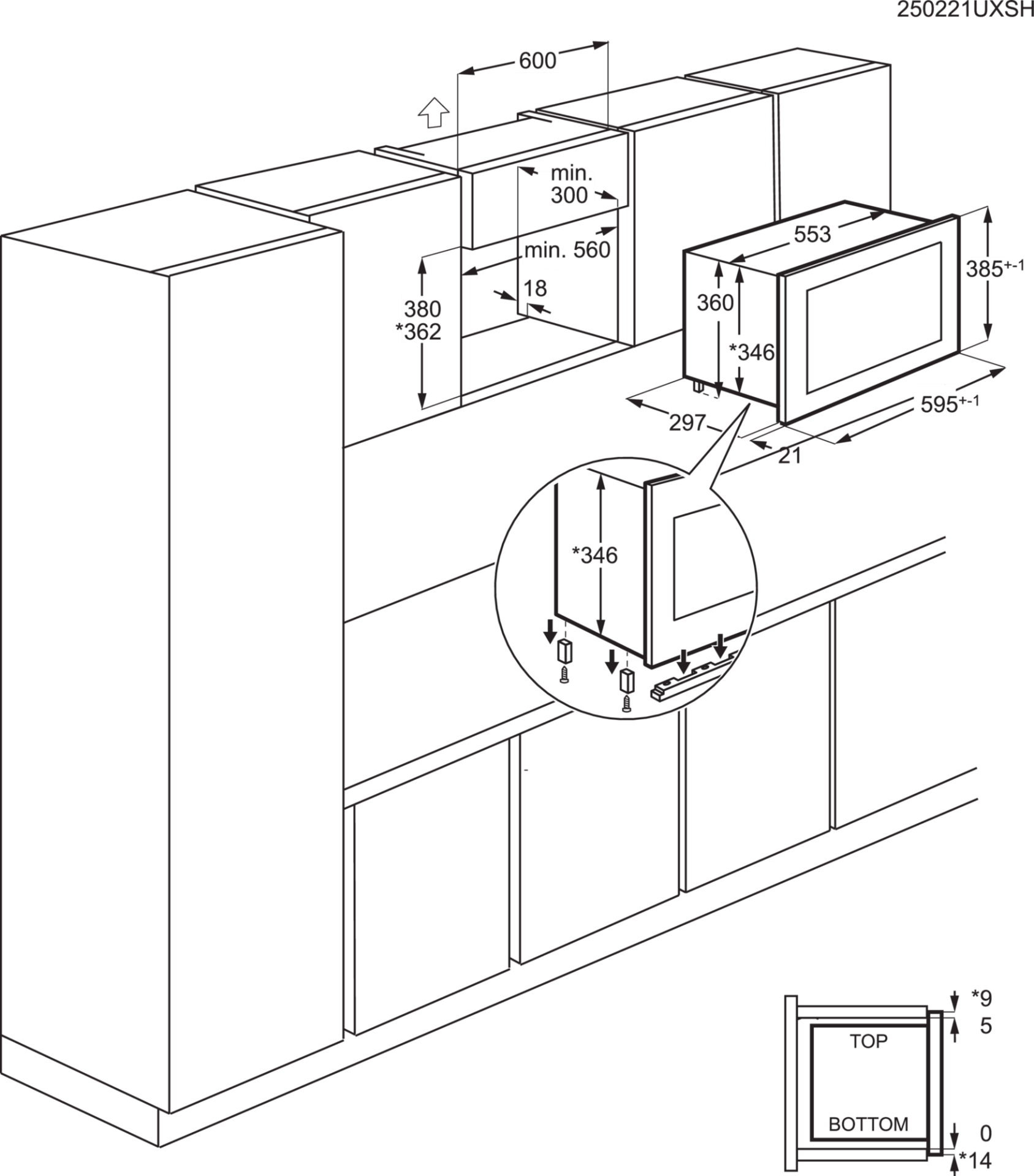 AEG 5000 four à micro-ondes avec grill - 38cm - OS5MG20EB