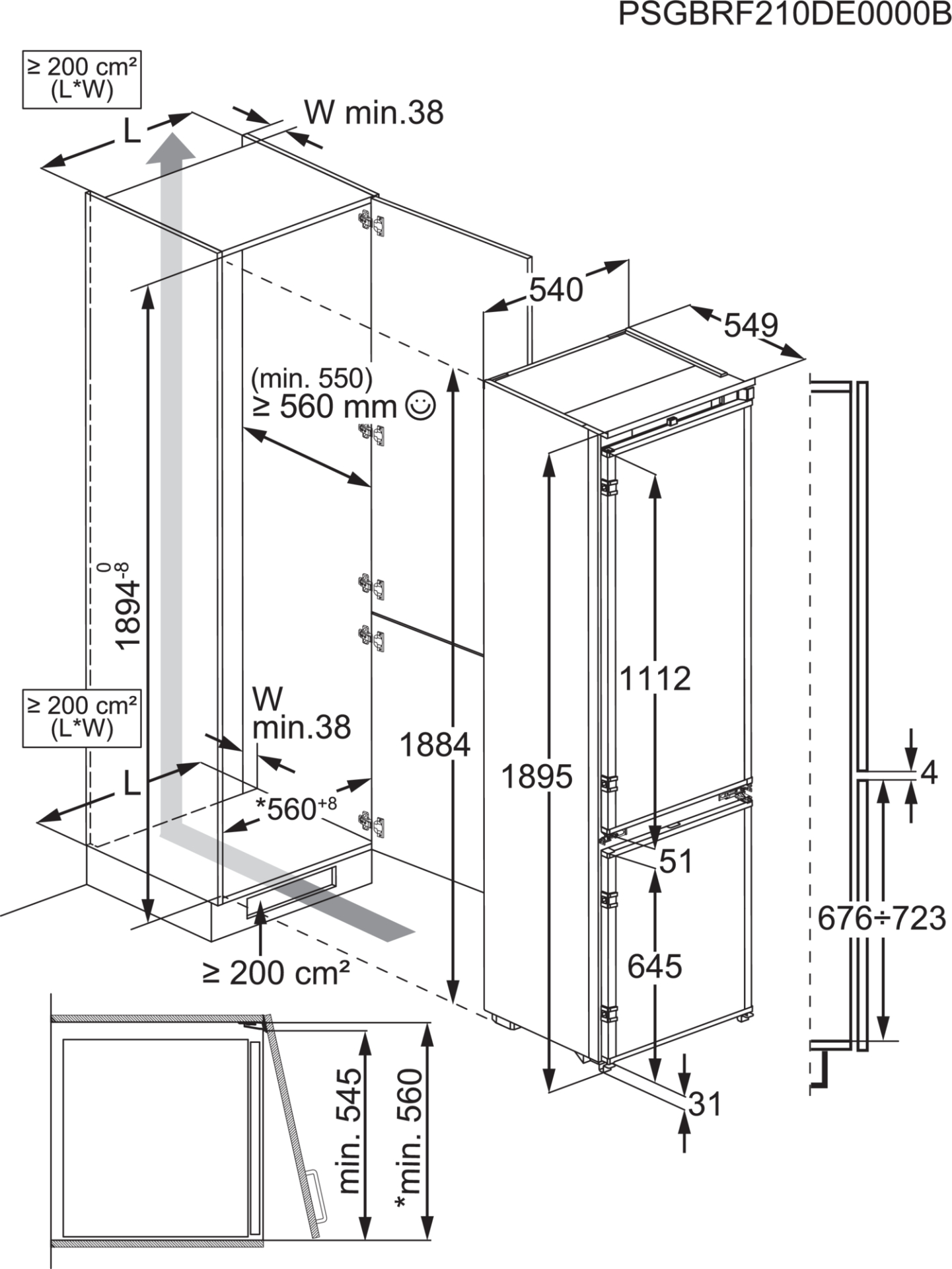 AEG 8000 combiné réfrigérateur-congélateur - 190cm - EK8C19S1