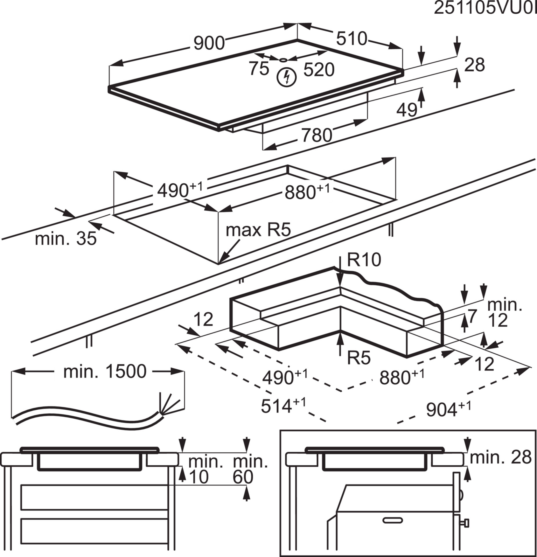 AEG 6000 table de cuisson à induction - 90cm - PI6000S90