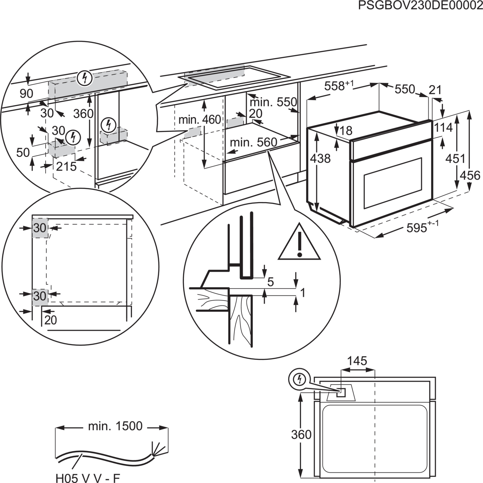 AEG 9000 four multifonction avec vapeur - 45cm - CS9900B