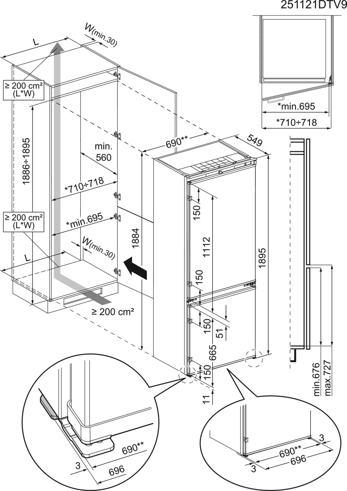 AEG 8000 combiné réfrigérateur-congélateur - 190cm - NSC8T751DS
