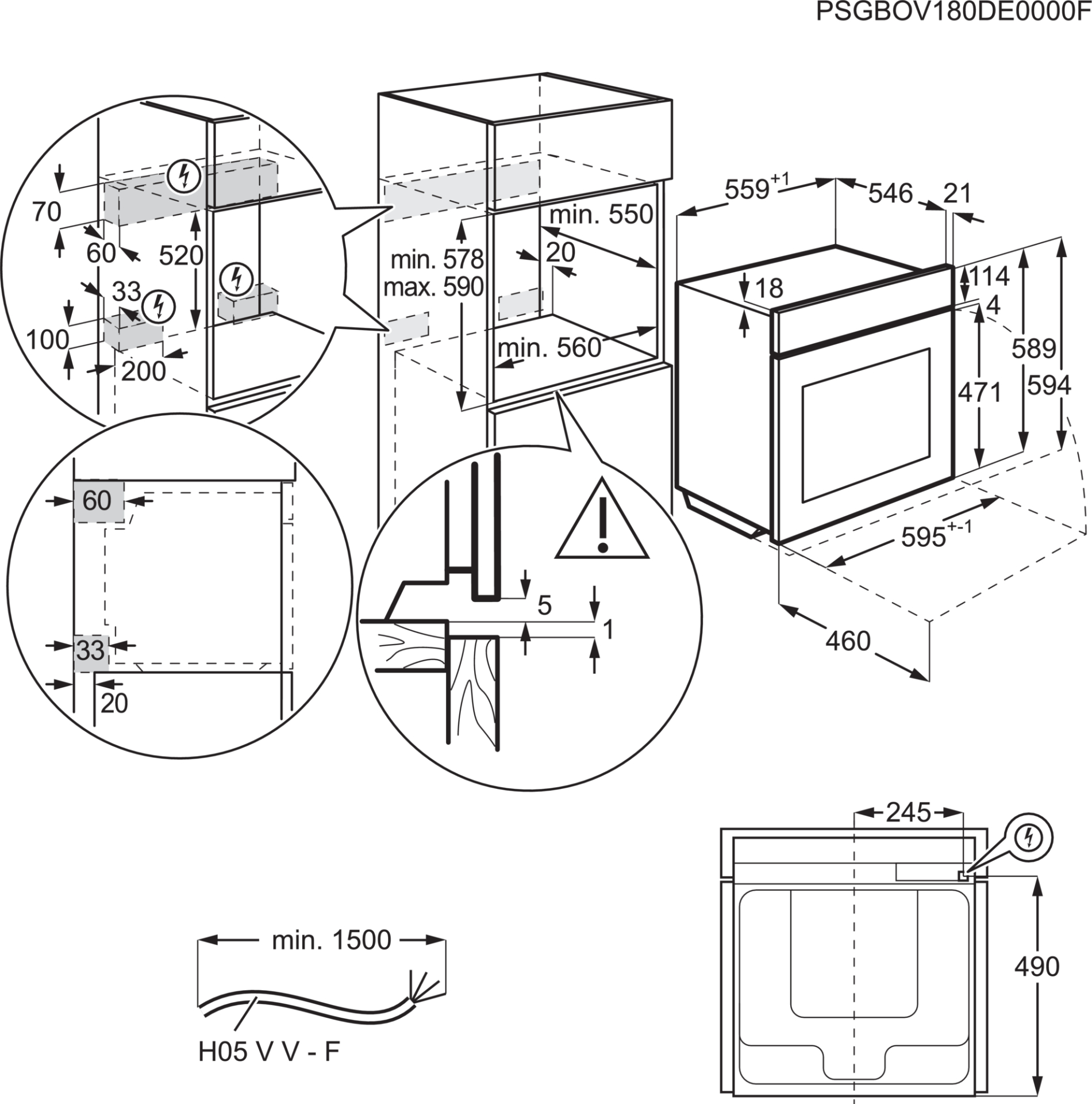 AEG 8000 four multifonction avec vapeur - 60cm - BS7900B