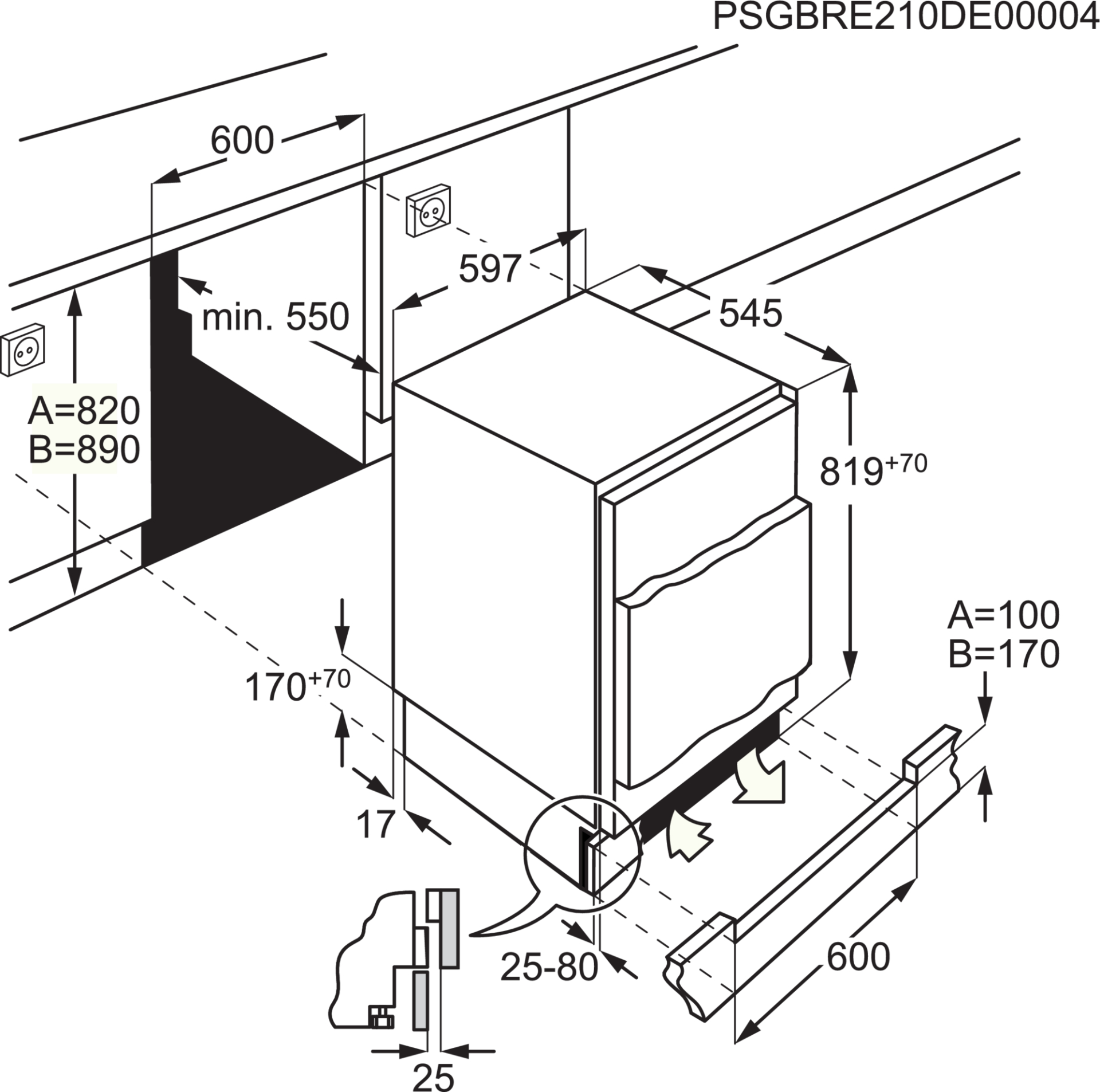 AEG 6000 réfrigérateur sous-encastable sans surgélateur - 82cm - OSK6I82EF