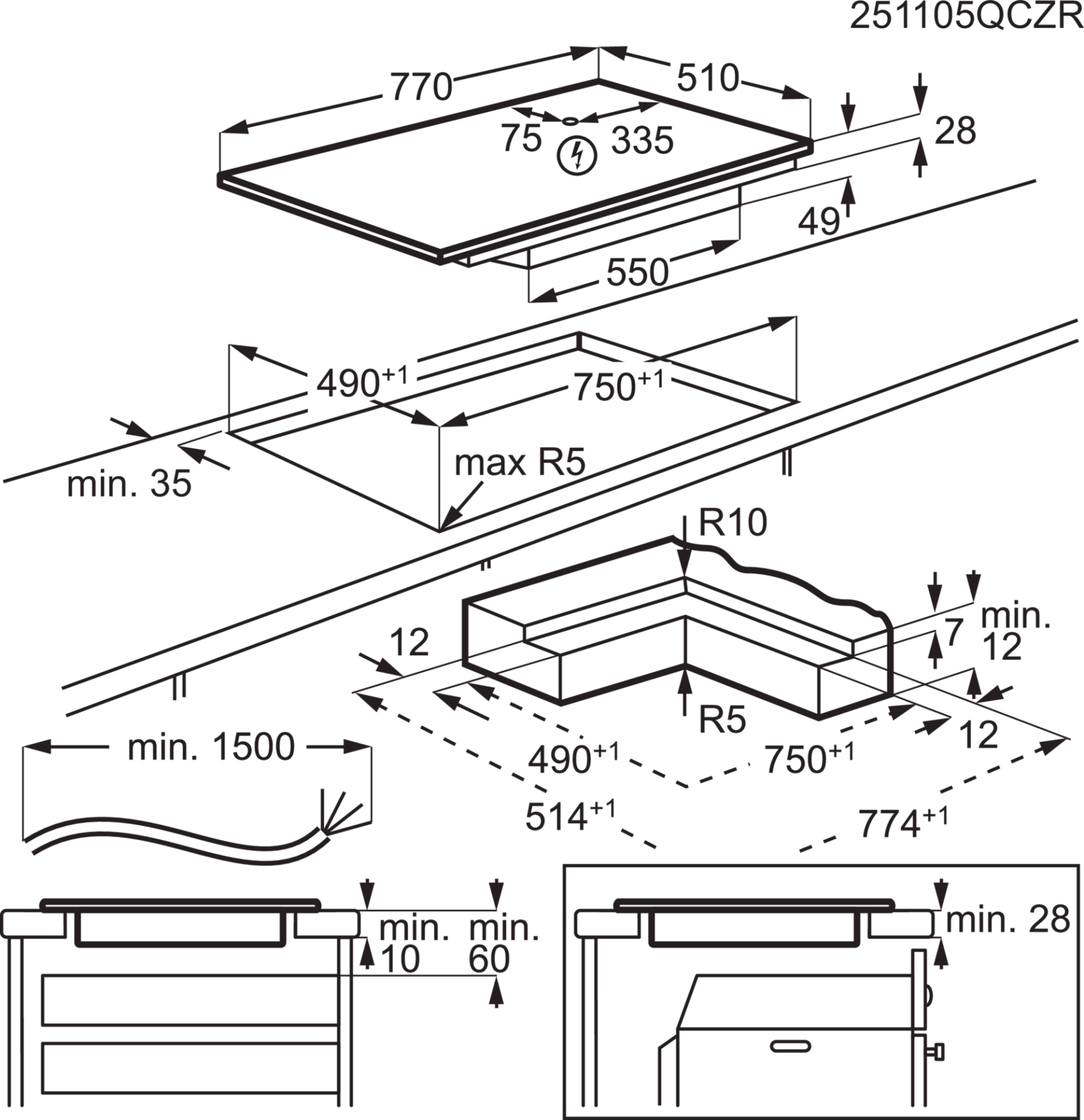 AEG 6000 table de cuisson à induction - 80cm - KIO84B0DIB