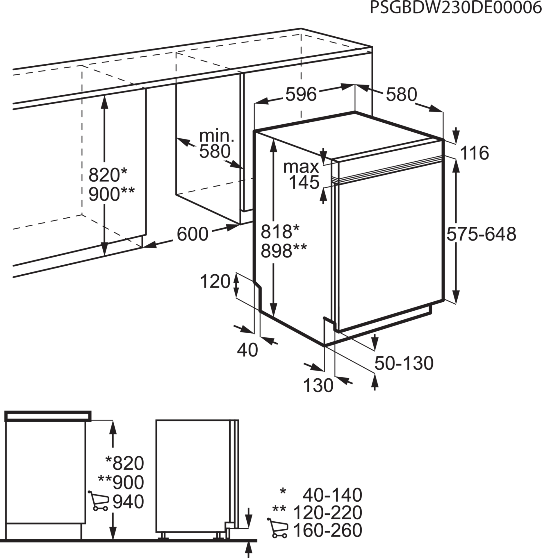 AEG 7000 lave-vaisselle intégrable - FEE7571APM