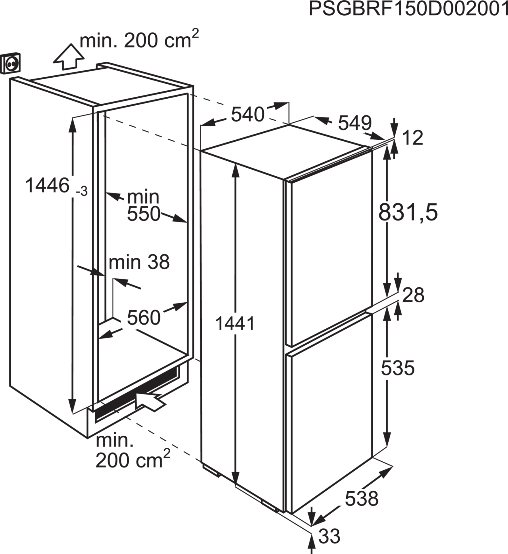 AEG 5000 combiné réfrigérateur-congélateur - 144cm - OSC5S141ES
