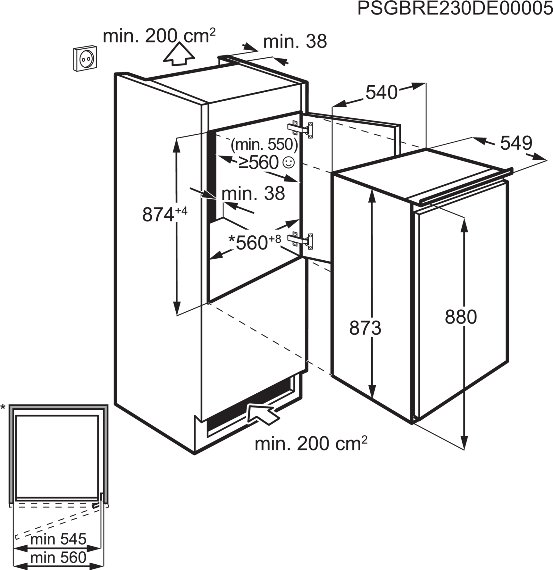 AEG 5000 réfrigérateur avec congélateur - 88cm - NSF5O882DS
