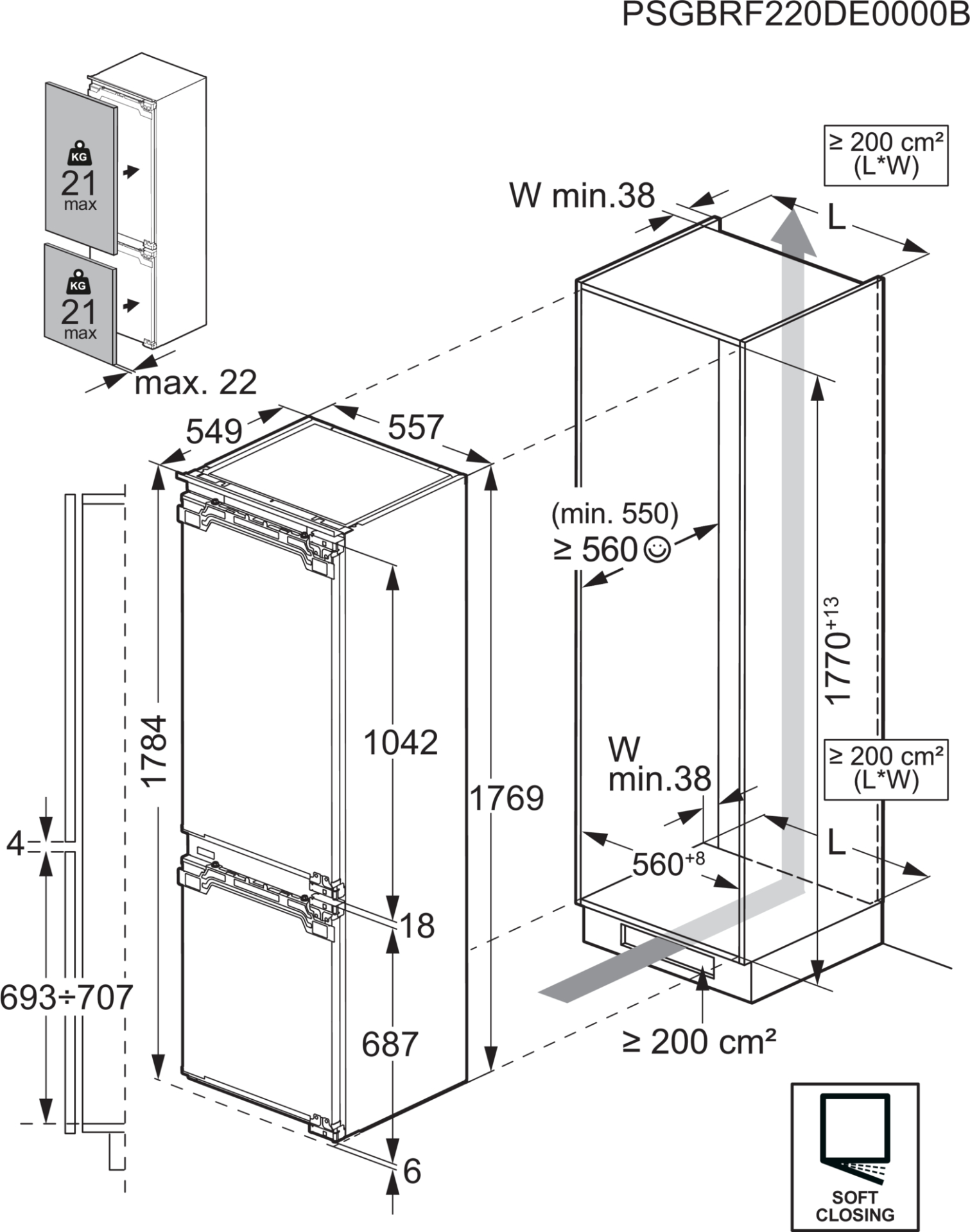 AEG 9000 combiné réfrigérateur-congélateur - 178cm - EK9B18C