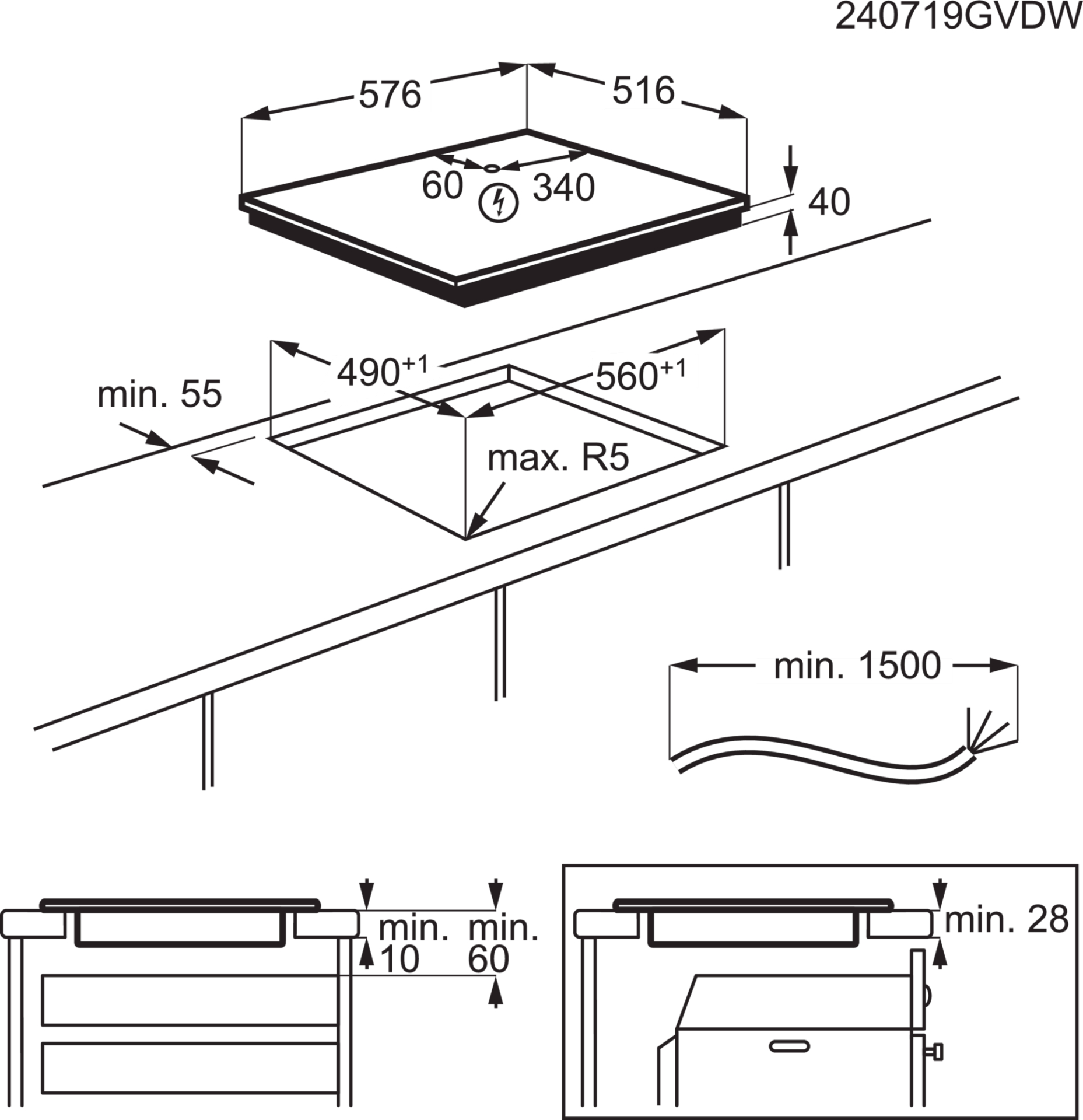 AEG 3000 table de cuisson vitrocéramique - 60cm - HK634021XB