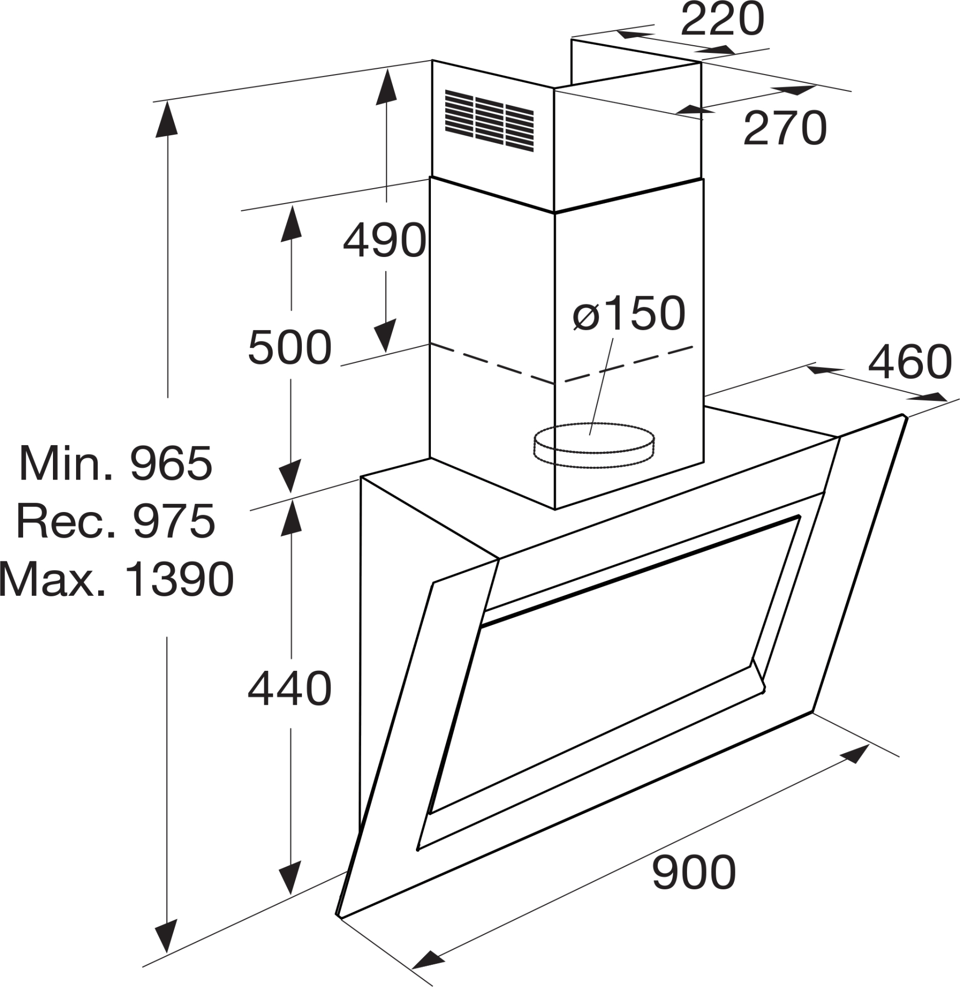 ATAG hotte murale - 90cm - WS90292FM