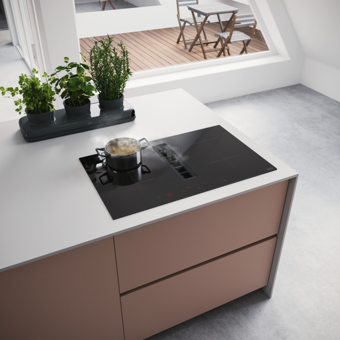 FRANKE table de cuisson avec hotte integrée - 83cm - FMA83724RCRHI