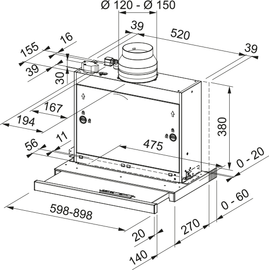 FRANKE OMNIA hotte téléscopique - 90cm - FTCO90XS