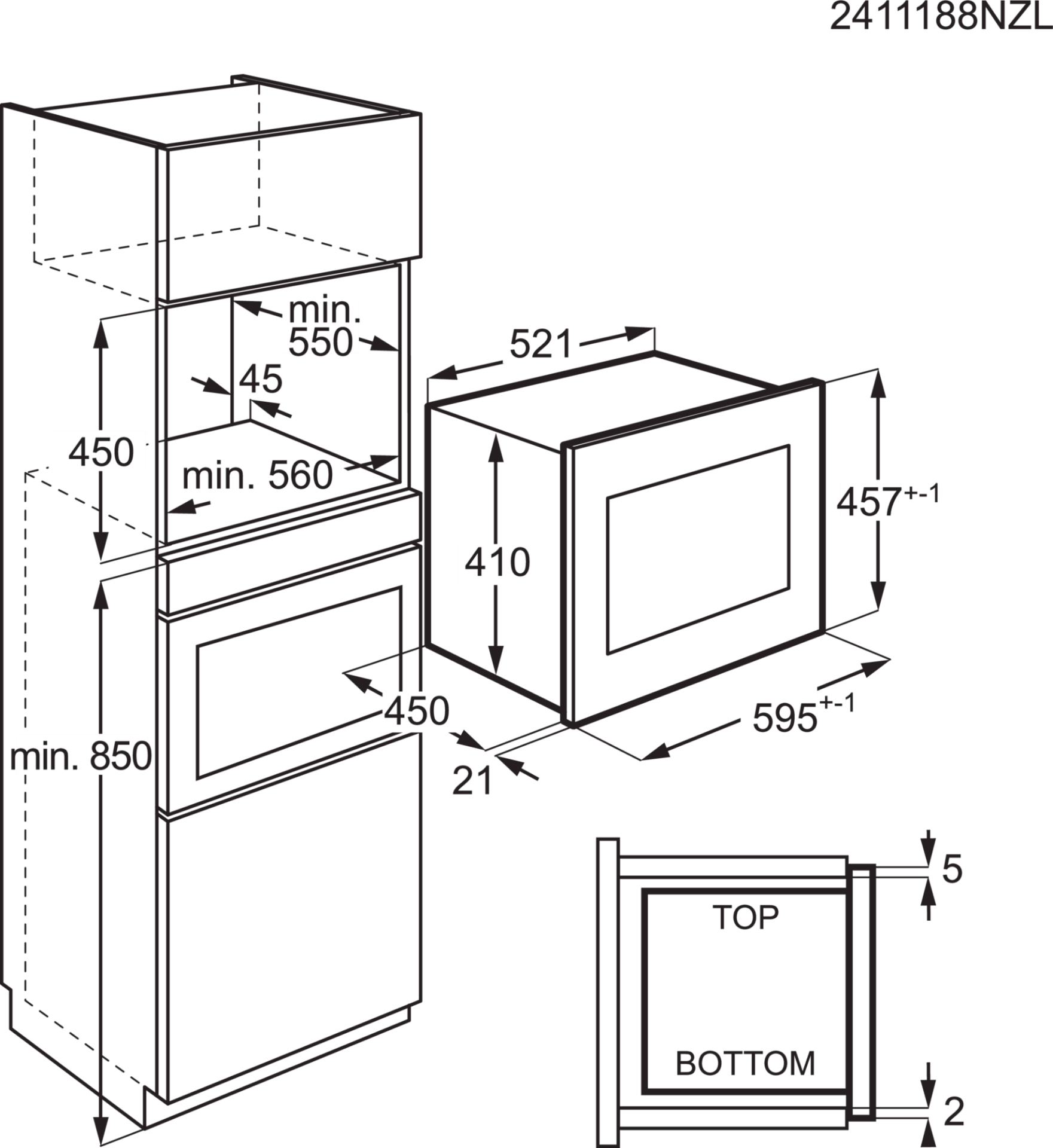 AEG 5000 four à micro-ondes - combi - 45cm - OS5CM34MB