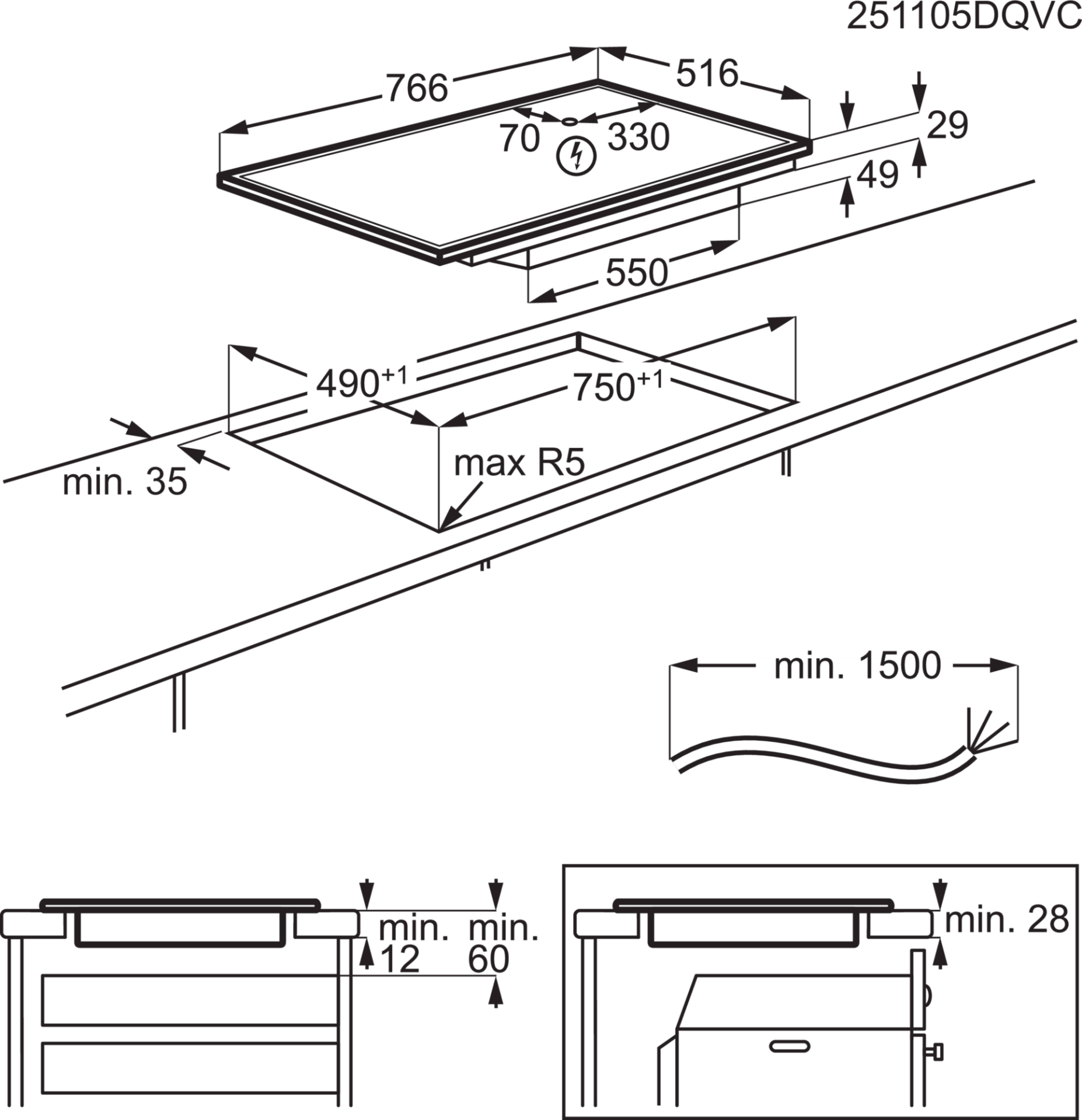 AEG 5000 table de cuisson à induction - 80cm - OIO84A00XB